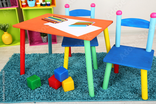 Photo: Small and colorful table and chairs for little kids Small and colorful table and chairs for little kids