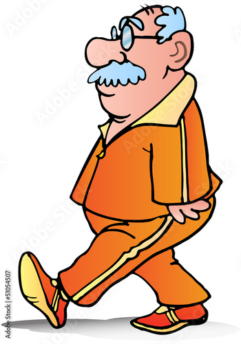 Illustration: grandpa walking grandpa walking