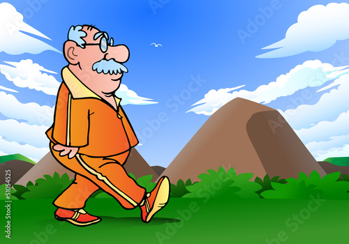Illustration: grandpa jogging grandpa jogging