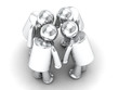 Friends meeting. 3d rendered illustration isolated on white.