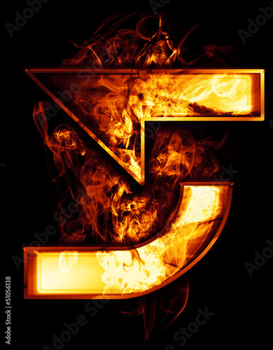 Illustration: five, illustration of number with chrome effects and red fire o five, illustration of number with chrome effects and red fire o