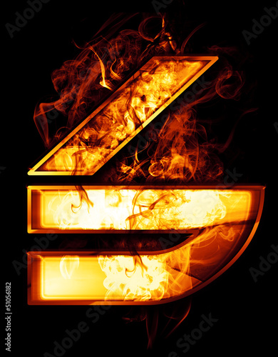 Illustration: six, illustration of number with chrome effects and red fire on six, illustration of number with chrome effects and red fire on