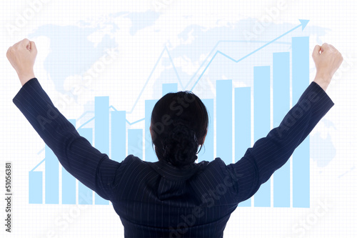 Photo: Businesswoman successful global investment Businesswoman successful global investment