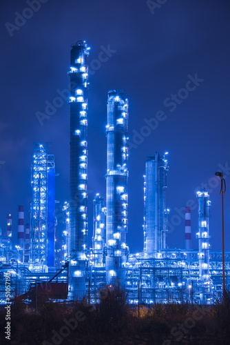 Photo: Oil refinery working at night Oil refinery working at night