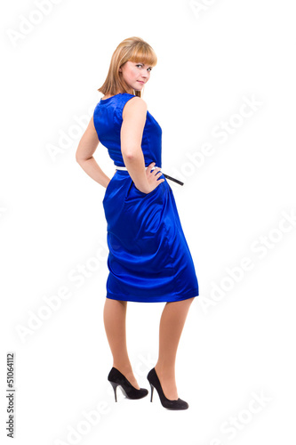 Photo: Full length of sensual woman in blue dress Full length of sensual woman in blue dress