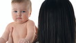 Family mother and a small child playing
