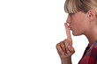 woman asking for silence