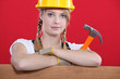 woman holding a hammer