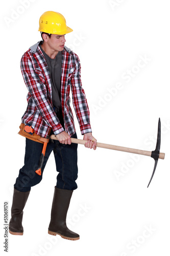 Photo: craftsman holding a pick craftsman holding a pick