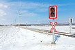 Andreaskreuz entlang der Bahnstrecke