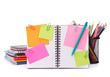 Blank checked notebook with notice papers