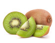Whole kiwi fruit and his sliced segments