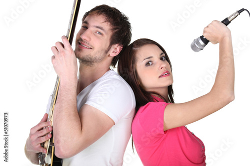 Photo: Portrait of a singer and guitarist Portrait of a singer and guitarist