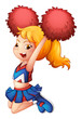 A very cute cheerdancer with her red pompoms