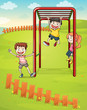 Three kids playing in the park