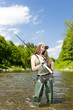 Photo: woman fishing in river, Czech Republic woman fishing in river, Czech Republic