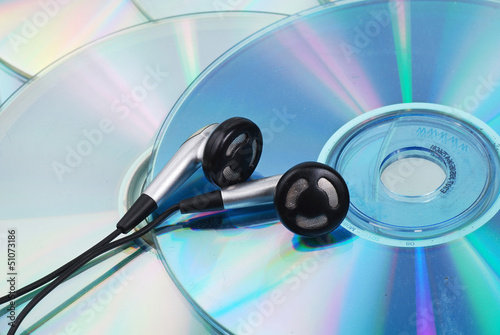 Photo: earphone and CD earphone and CD
