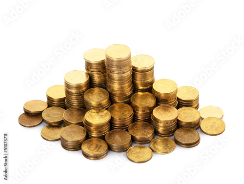 Photo: The stack of gold coins The stack of gold coins