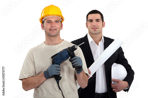 Photo: Architect and builder with drill Architect and builder with drill