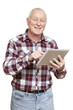Senior man using tablet computer smiling