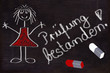 Kreidetafel, Strichmännchen, Kreide, Prüfung bestanden!