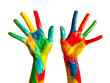 Foto: Painted hands, colorful fun. Isolated. Creative, funny concepts Painted hands, colorful fun. Isolated. Creative, funny concepts