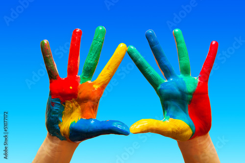 Photo: Painted hands, colorful fun. Creative and artistic means happy! Painted hands, colorful fun. Creative and artistic means happy!