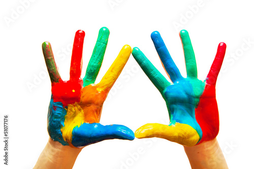 Photo: Painted hands, colorful fun. Creative and artistic means happy! Painted hands, colorful fun. Creative and artistic means happy!