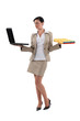 Woman carrying laptop and folders