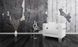 Modern chair in front of concrete wall | 3d interior