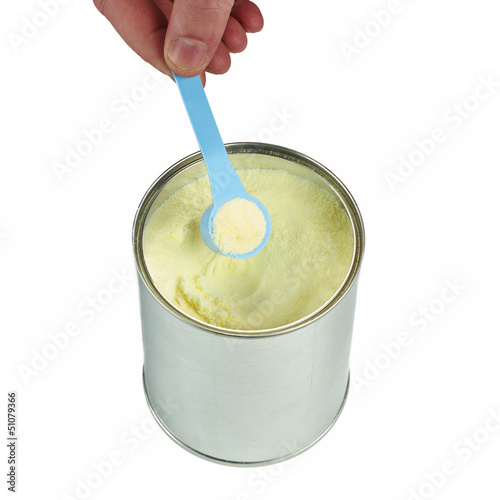 Photo: Can with powdered milk. Can with powdered milk.