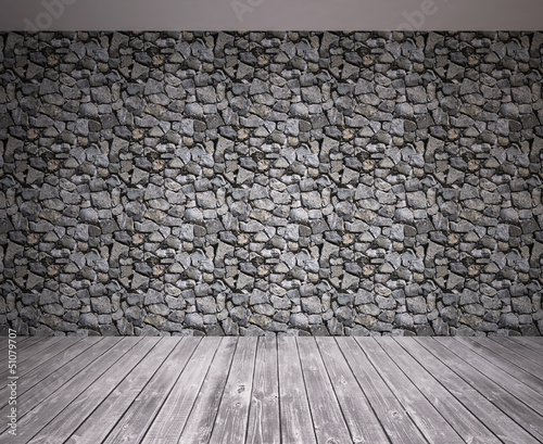 Photo: stone wall in room stone wall in room