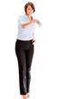 Business woman holding a dollar bill