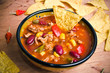 Mexican soup with tacos
