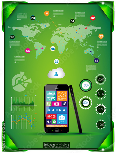 Vector: Modern Infographic with a touch screen smartphone Modern Infographic with a touch screen smartphone
