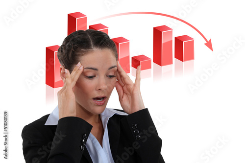 Photo: Stressed female banker Stressed female banker