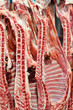 Lamb carcasses hung to be sold in a greek market
