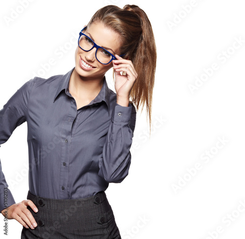 Photo: business woman in glasses business woman in glasses