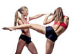 Two attractive athletic girls fighting