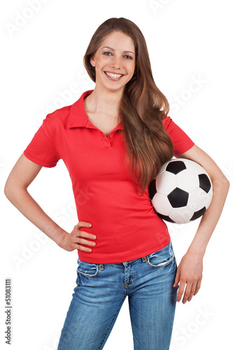Photo: Beautiful girl with a soccer ball Beautiful girl with a soccer ball