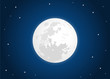 white moon with star sky