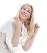 Happy blond girl isoliert