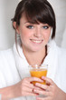 Brunette in bath robe