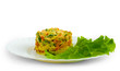 lettuce cucumbers tomatoes and mayonnaise apple isolated on whit
