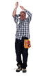 Electrocuted man fixing a light fixture