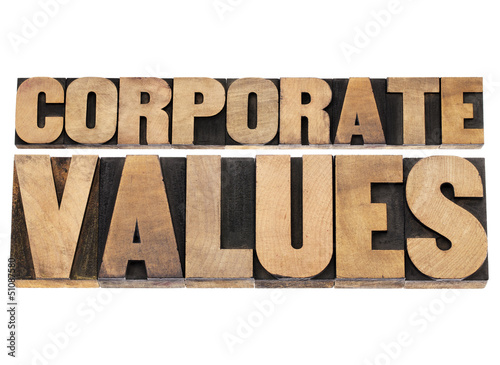 Photo: corporate values in wood type corporate values in wood type