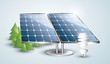 Solar panel installation with fluorescent lightbulb