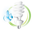 Fluorescent lightbulb label with blue drops