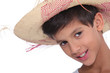 Portrait of child wearing a hat