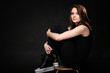 Girl with casual shoes. Women loves shoes concept.